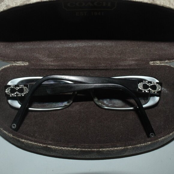 Rare Crystal CC Coach Black Prescription Eyeglasses w Case and Cloth